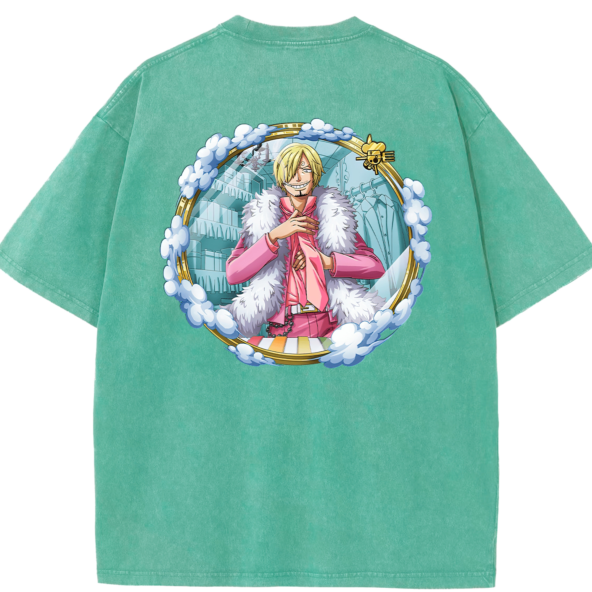 ワンピース サンジ ONE PIECE Sanji 綿100% ヴィンテージ風 半袖Tシャツ（背面プリント）